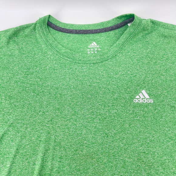adidas Other - Adidas T-Shirt Men XL Green Heathered Polyester Climalite Logo Short Sleeve